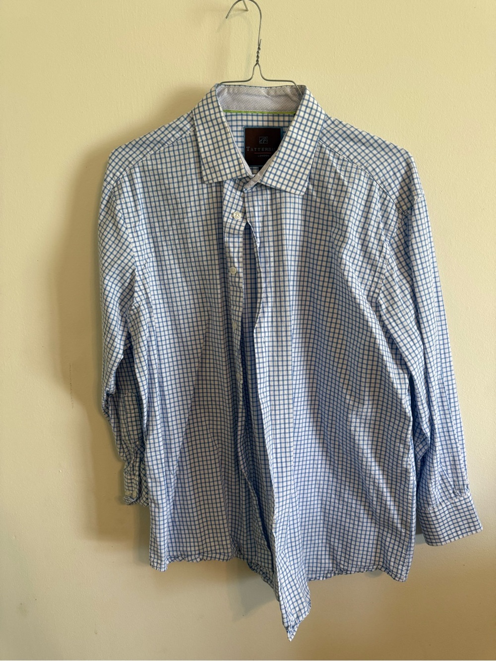 Tailored Blue Windowpane Dress Shirt